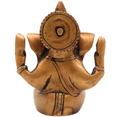 Brass Small Ganesha Idol | Handcrafted Ganesha Murti for Pooja, Home Decor & Gifts, Gold, 5 Inch, 1 Piece