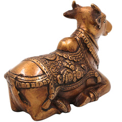 Brass Nandi Idol | Handcrafted Shiva’s Bull Sculpture for Temple, Pooja & Home Decor, Gold, 4.5 Inch, 1 Piece