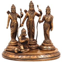 Brass Ram Darbar Idol | Handcrafted Lord Rama, Sita & Laxman Murti for Pooja, Temple & Home Decor, Gold, 6.5 Inch, 1 Piece