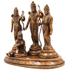 Brass Ram Darbar Idol | Handcrafted Lord Rama, Sita & Laxman Murti for Pooja, Temple & Home Decor, Gold, 6.5 Inch, 1 Piece