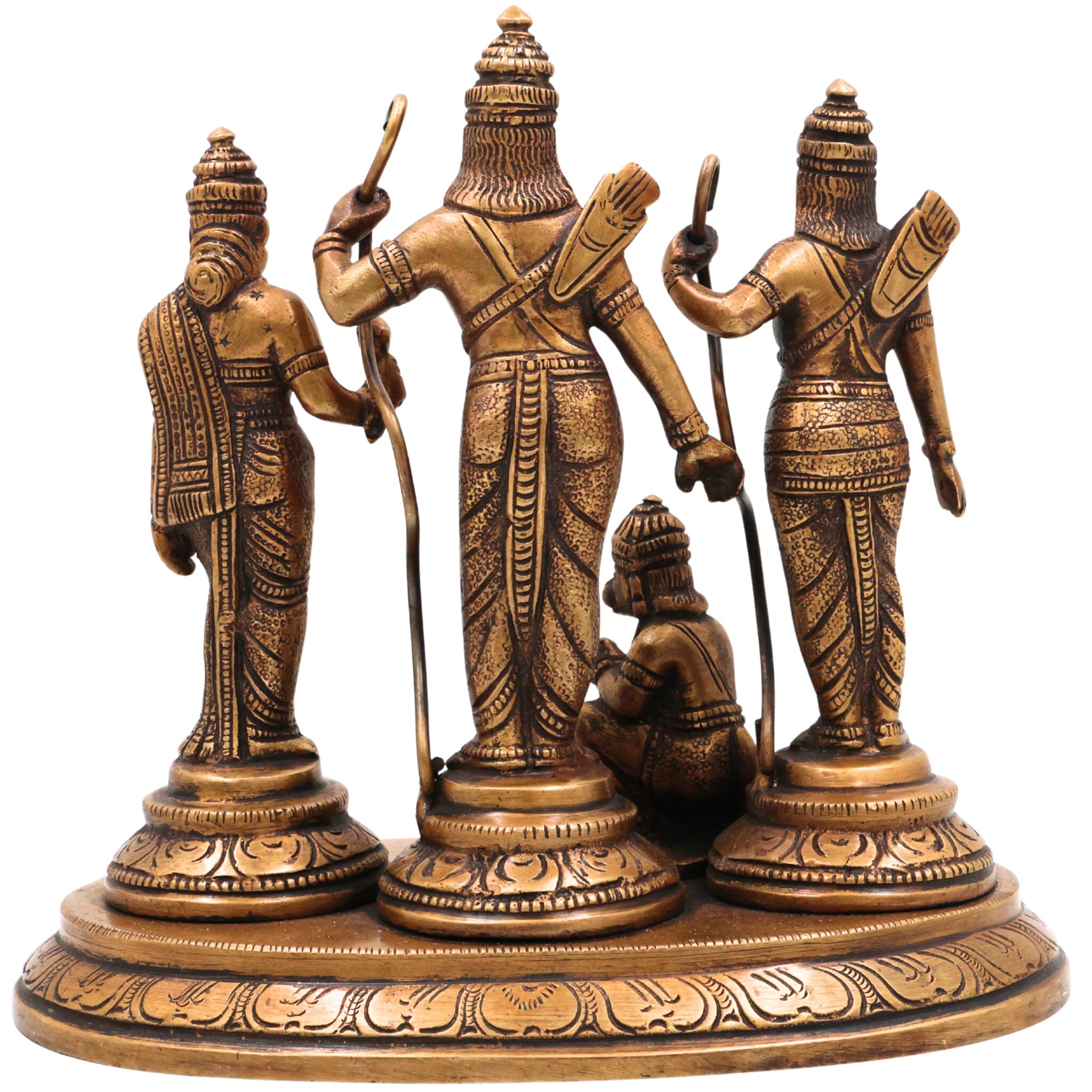 Brass Ram Darbar Idol | Handcrafted Lord Rama, Sita & Laxman Murti for Pooja, Temple & Home Decor, Gold, 6.5 Inch, 1 Piece