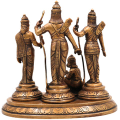 Brass Ram Darbar Idol | Handcrafted Lord Rama, Sita & Laxman Murti for Pooja, Temple & Home Decor, Gold, 6.5 Inch, 1 Piece