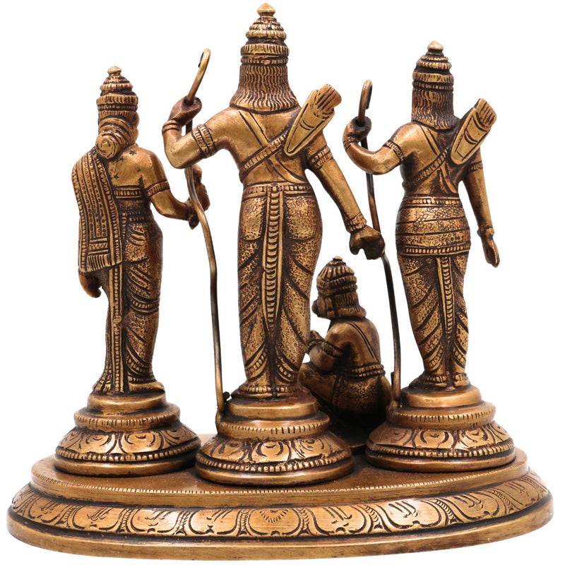 Brass Ram Darbar Idol | Handcrafted Lord Rama, Sita & Laxman Murti for Pooja, Temple & Home Decor, Gold, 6.5 Inch, 1 Piece