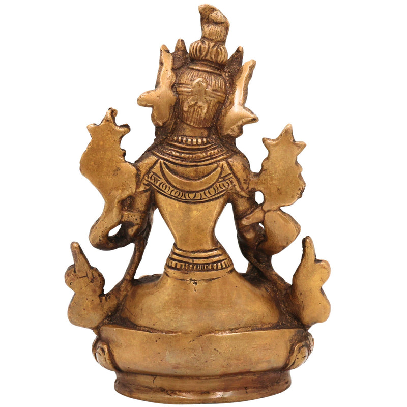 Brass Tara Maa Idol | Handcrafted Goddess Tara Murti for Pooja, Temple & Home Decor, Gold, 6 Inch, 1 Piece