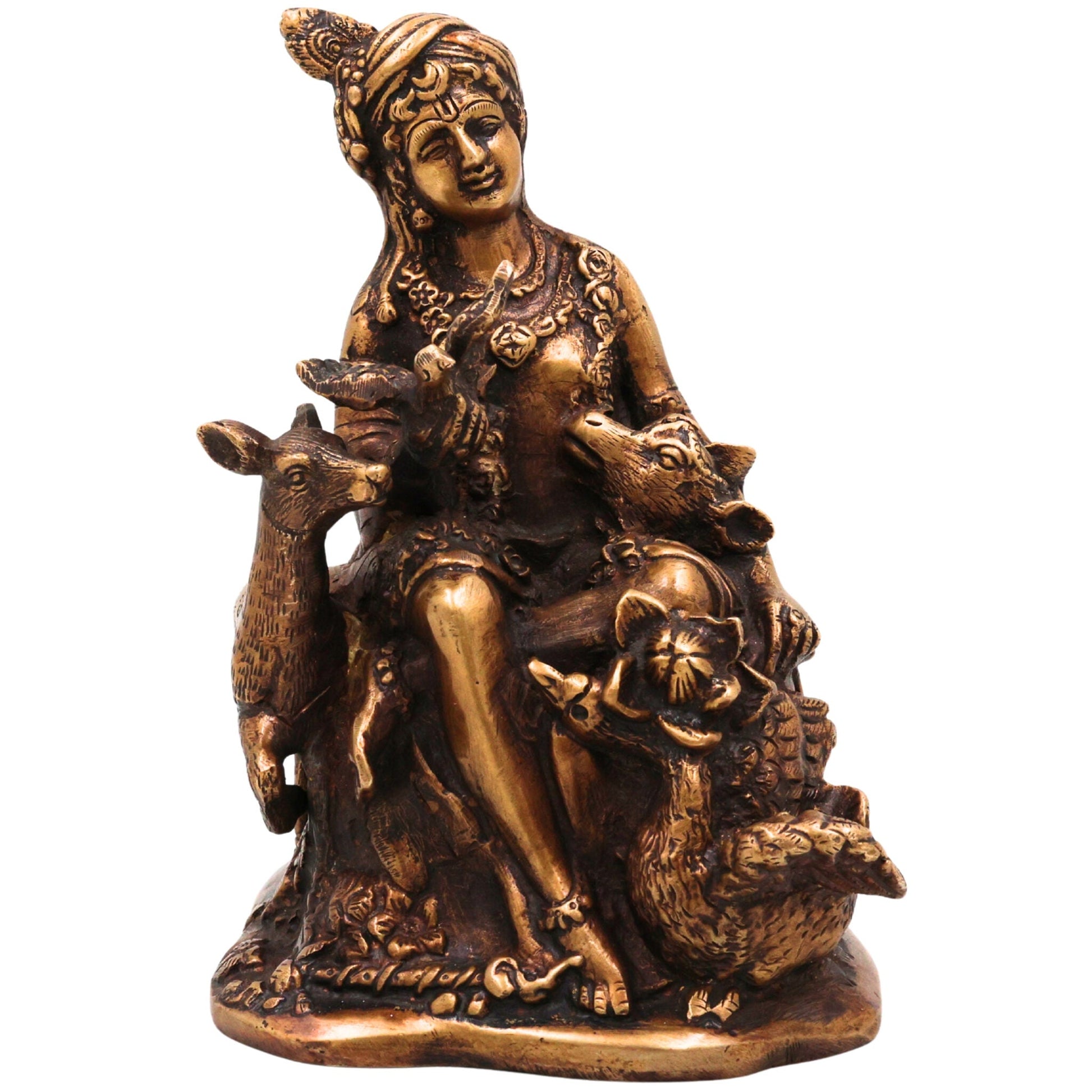 Brass Krishna Idol | Handcrafted Lord Krishna Statue | Divine Krishna Murti for Pooja, Temple & Home Decor, Gold, 6.5 Inch, 1 Piece