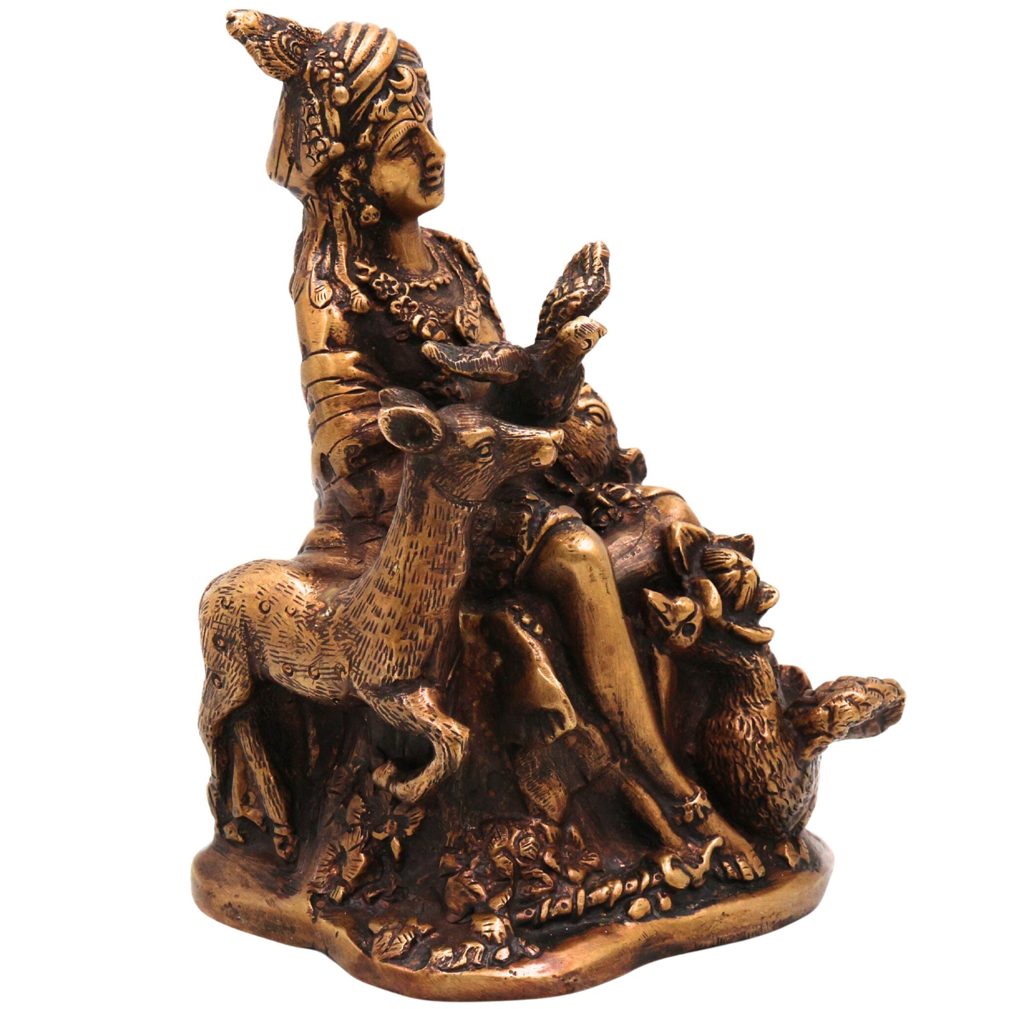 Brass Krishna Idol | Handcrafted Lord Krishna Statue | Divine Krishna Murti for Pooja, Temple & Home Decor, Gold, 6.5 Inch, 1 Piece