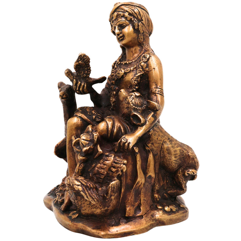 Brass Krishna Idol | Handcrafted Lord Krishna Statue | Divine Krishna Murti for Pooja, Temple & Home Decor, Gold, 6.5 Inch, 1 Piece