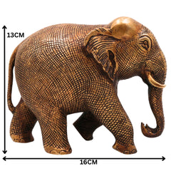 Brass Elephant Idol | Handcrafted Decorative Elephant Sculpture for Home, Pooja & Gifts, Gold, 5 Inch, 1 Piece