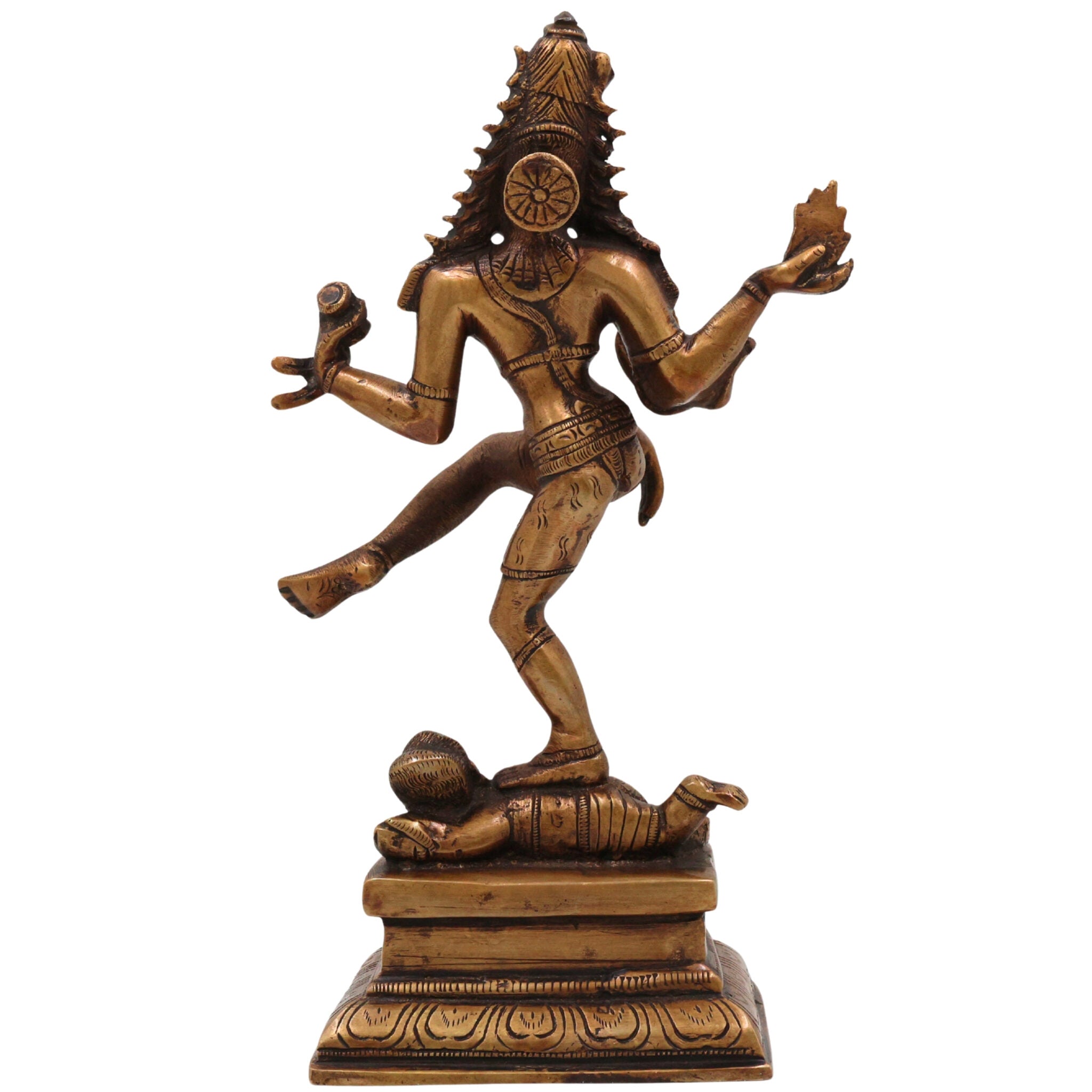 Brass Nataraja Idol | Lord Shiva Dancing Statue | Handmade Tandava Murti for Home Temple Decor, Gold, 10 Inch, 1 Piece