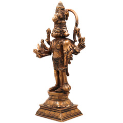 Brass Panchamukhi Hanuman Idol | Handcrafted Five-Faced Hanuman Murti | Bajrangbali Vigraha for Temple & Home Decor, Gold, 12 Inch, 1 Piece