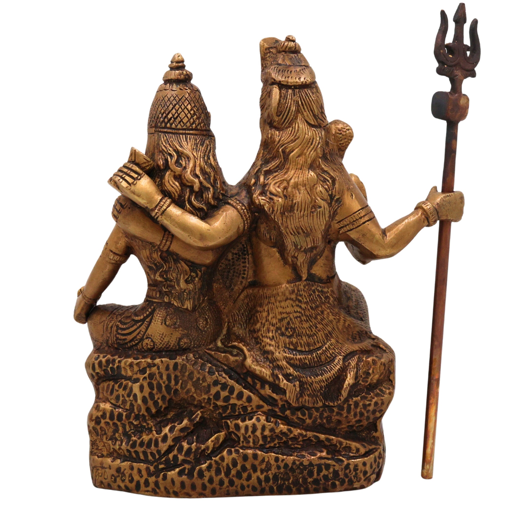 Brass Shiva Parvati Idol | Handcrafted Uma Maheshwara Murti | Divine Hindu Couple Sculpture for Temple & Home Decor, Gold, 8.5 Inch, 1 Piece