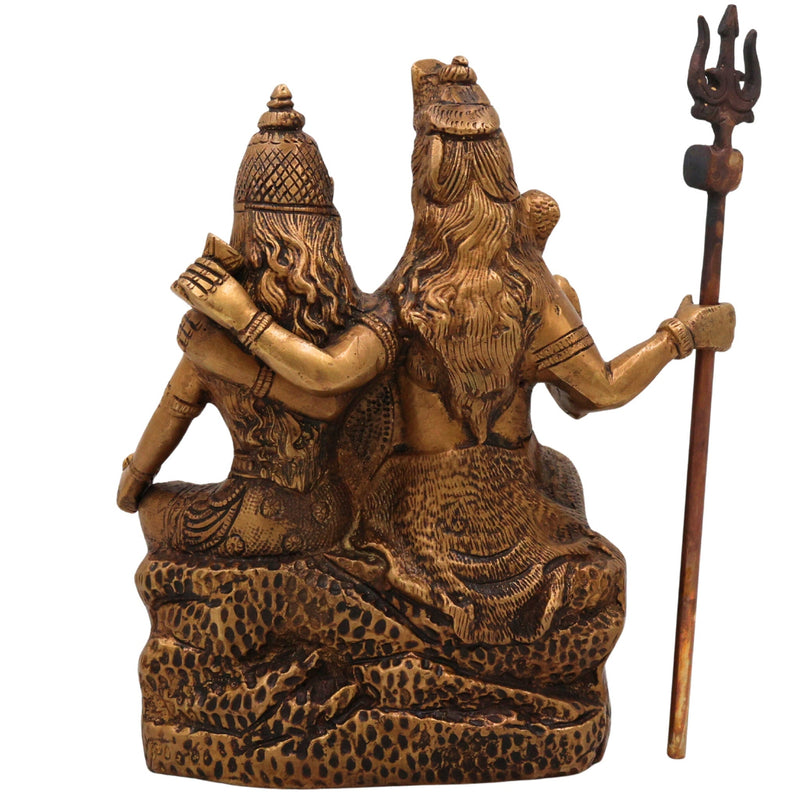 Brass Shiva Parvati Idol | Handcrafted Uma Maheshwara Murti | Divine Hindu Couple Sculpture for Temple & Home Decor, Gold, 8.5 Inch, 1 Piece