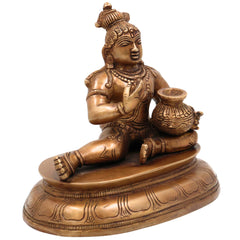 Brass Bal Gopal Idol, Handcrafted Child Krishna Murti, Govinda Statue for Pooja, Home Temple & Spiritual Decor, Gold, 6.5 Inch, 1 Piece