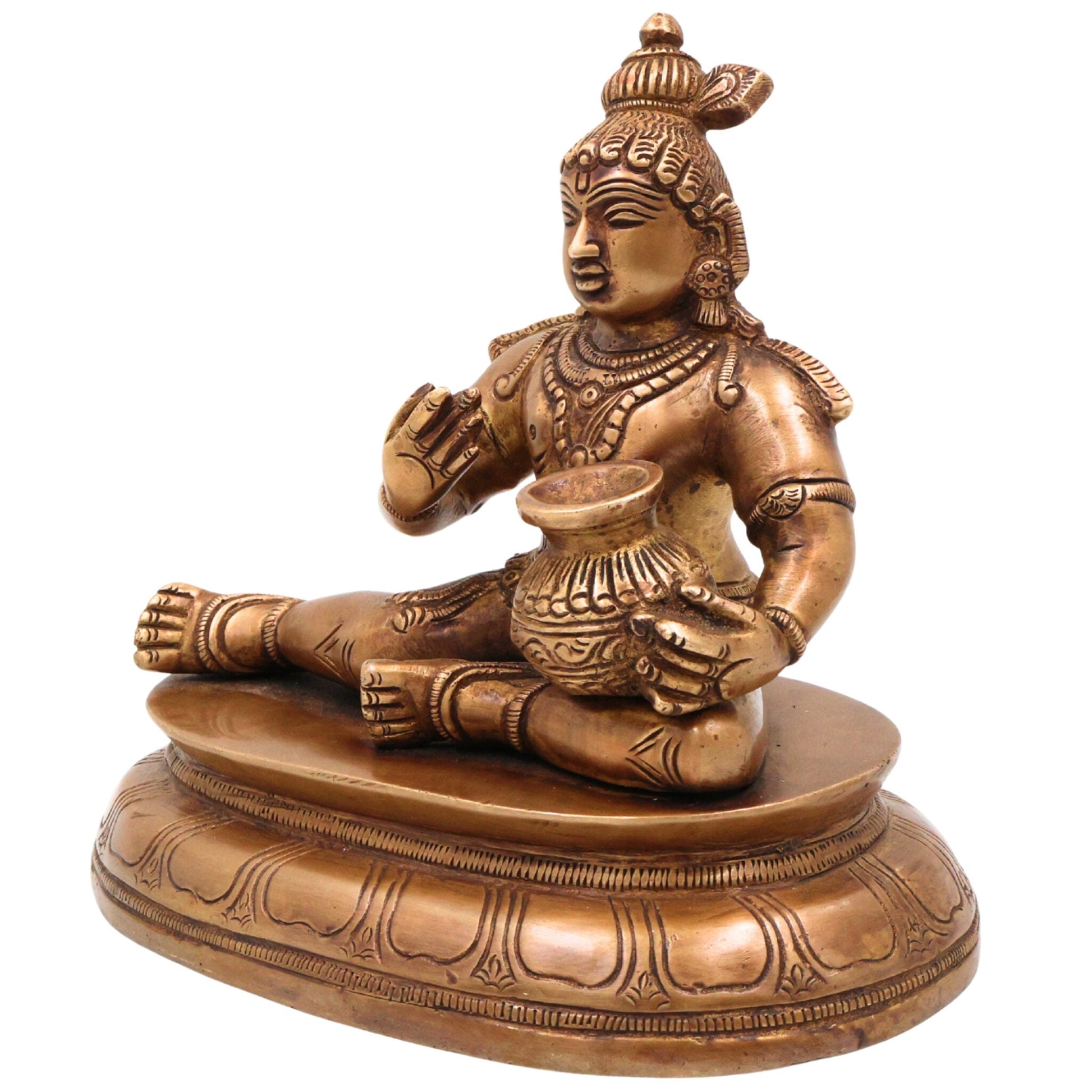 Brass Bal Gopal Idol, Handcrafted Child Krishna Murti, Govinda Statue for Pooja, Home Temple & Spiritual Decor, Gold, 6.5 Inch, 1 Piece
