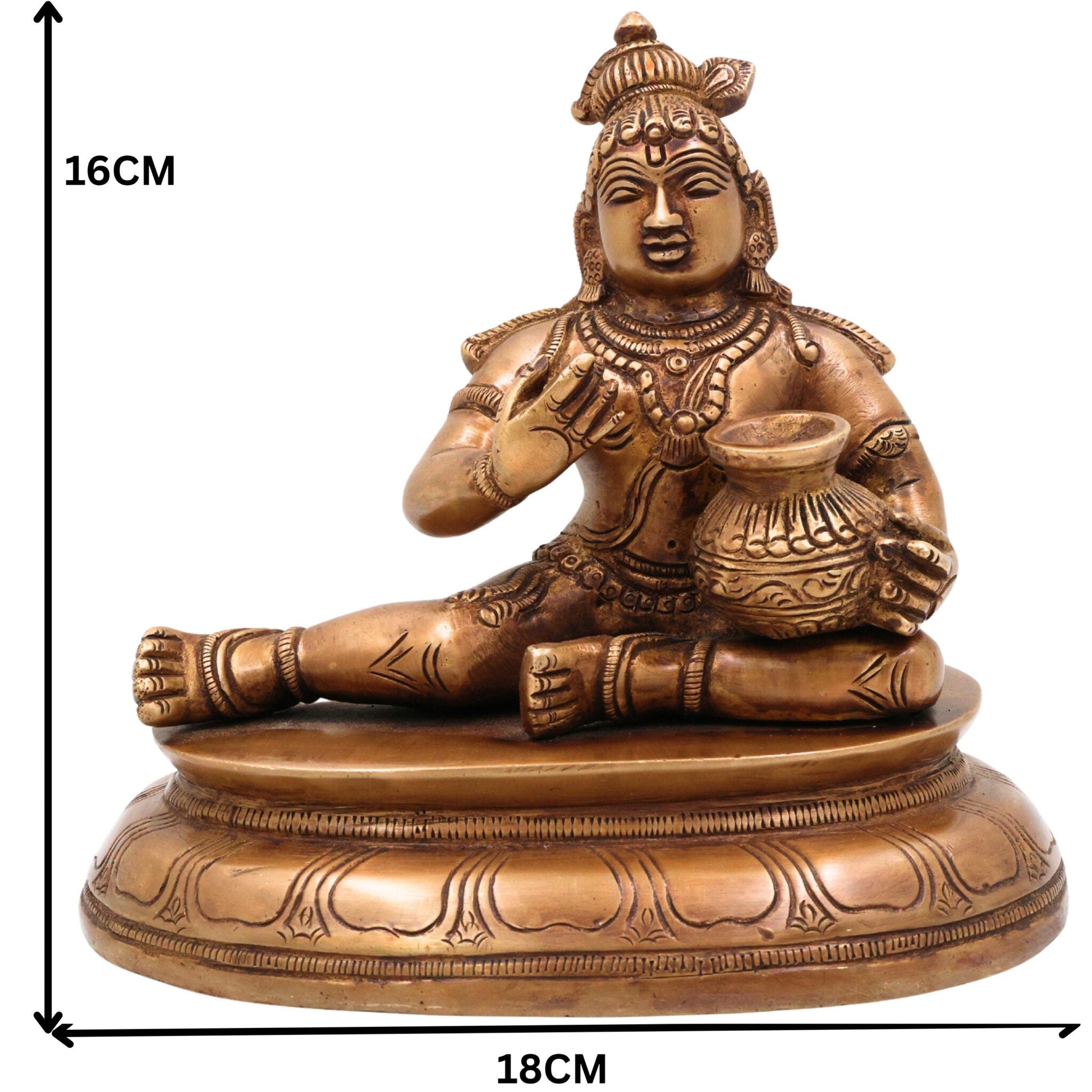 Brass Bal Gopal Idol, Handcrafted Child Krishna Murti, Govinda Statue for Pooja, Home Temple & Spiritual Decor, Gold, 6.5 Inch, 1 Piece