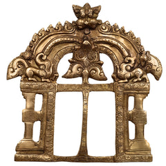 Bhunes Brass Prabhavali Frame Arch – Prabhawali Wall Hanging Prabhaval for Temple, Home Mandir & Deity Backdrop | Traditional Brass Arch for God Idol Decor, Gold, 8 Inch, 1 Piece