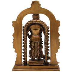 Brass Murugan Idol, Handcrafted Subramanya Murti, Karthikeya Statue for Pooja, Temple & Home Decor, Gold, 8.5 Inch, 1 Piece