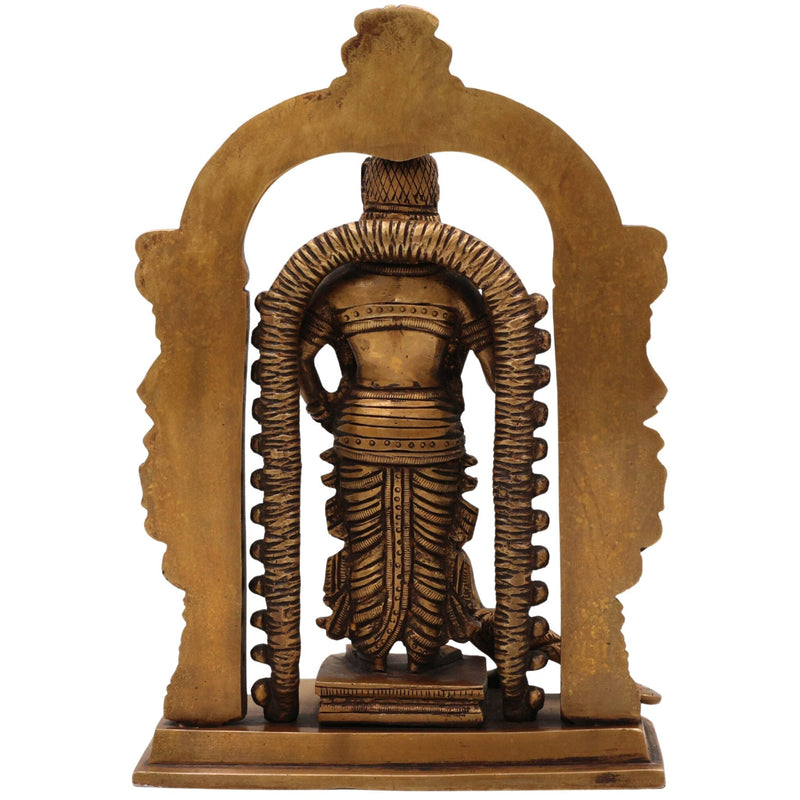 Brass Murugan Idol, Handcrafted Subramanya Murti, Karthikeya Statue for Pooja, Temple & Home Decor, Gold, 8.5 Inch, 1 Piece