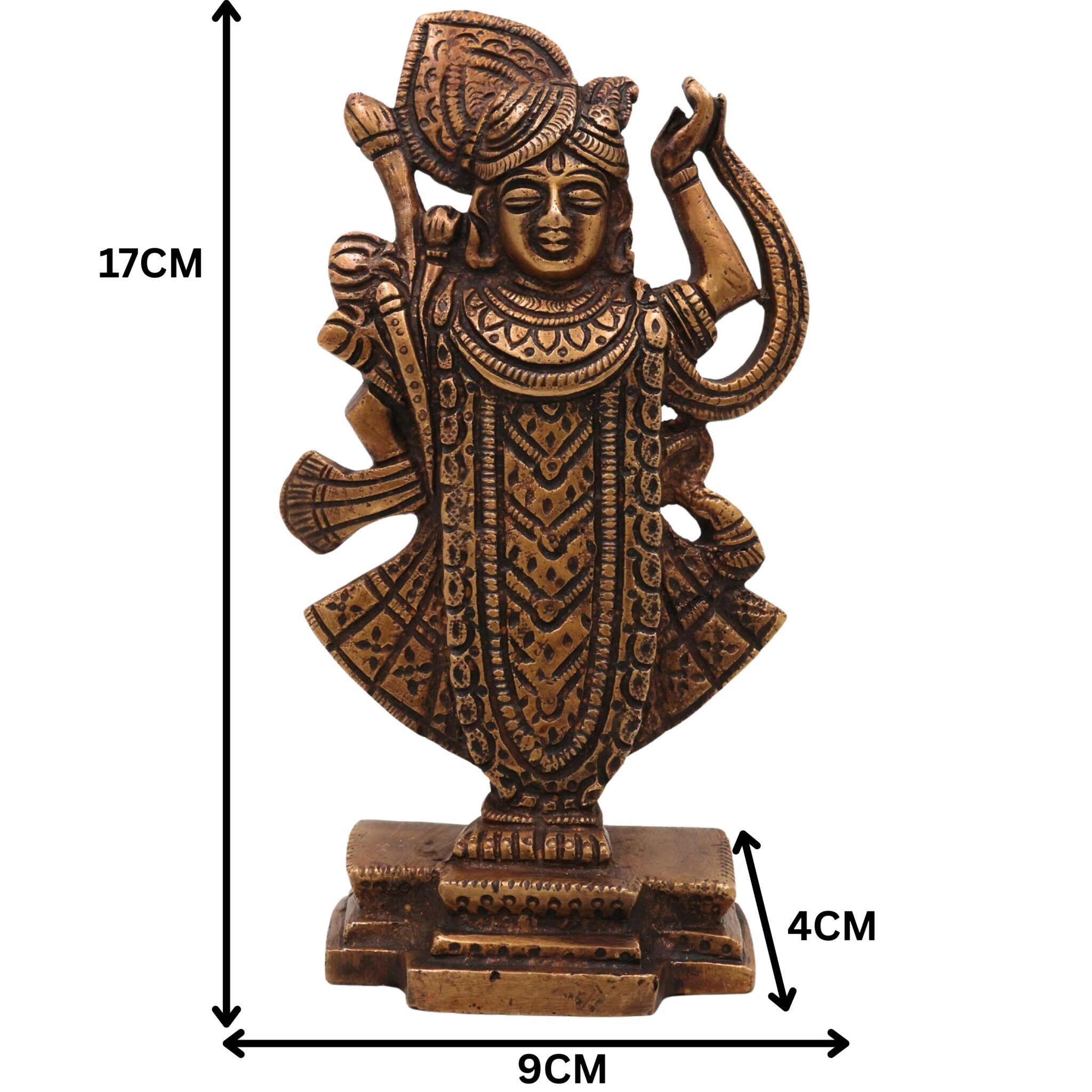 Brass Srinath Ji Idol, Handcrafted Krishna Murti, Bal Gopal Statue for Pooja, Home Temple & Spiritual Decor, Gold, 6.5 Inch, 1 Piece