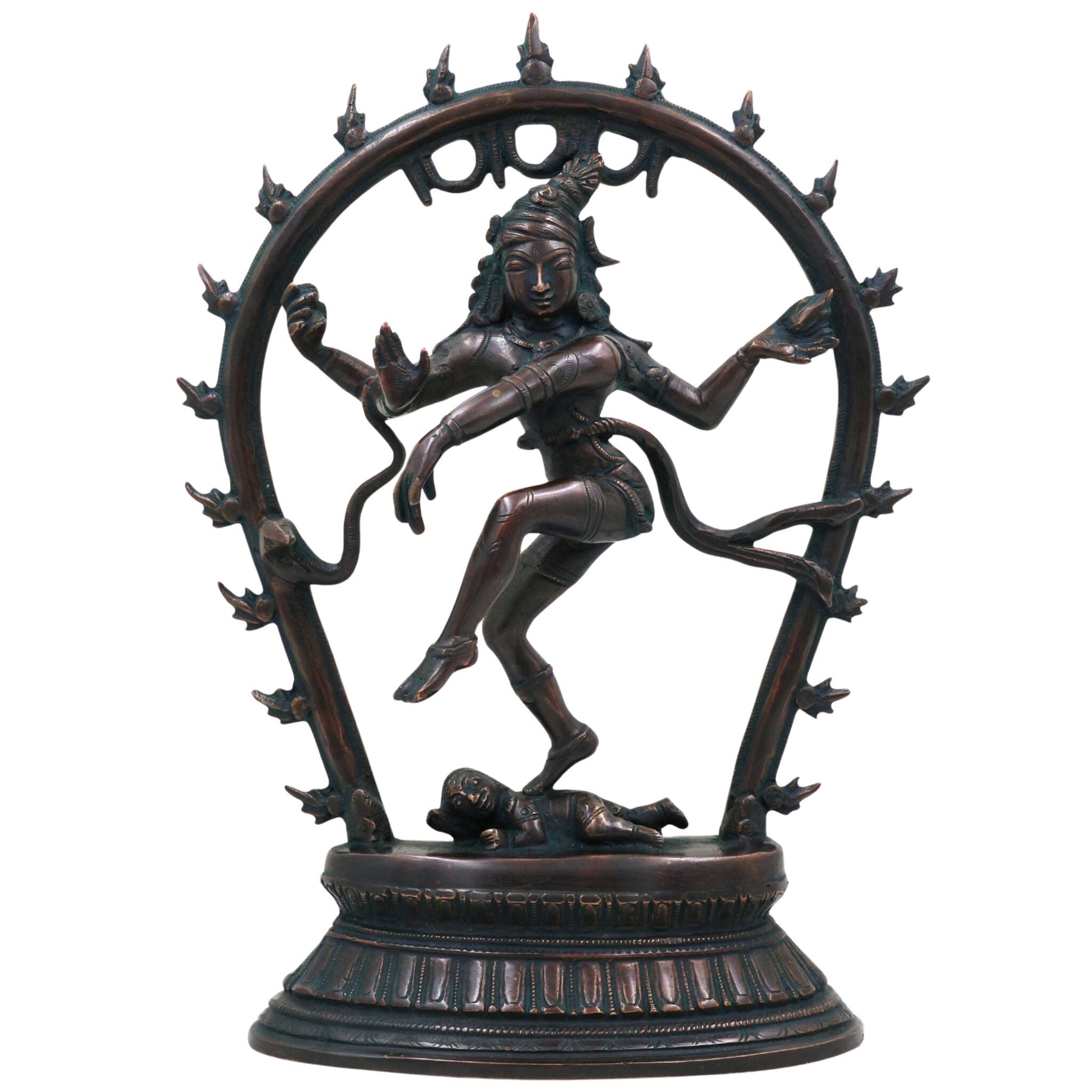 Brass Large Nataraja Idol | Lord Shiva Dancing Statue | Handmade Tandava Murti for Home Temple Decor, Black, 12.5 Inch, 1 Piece