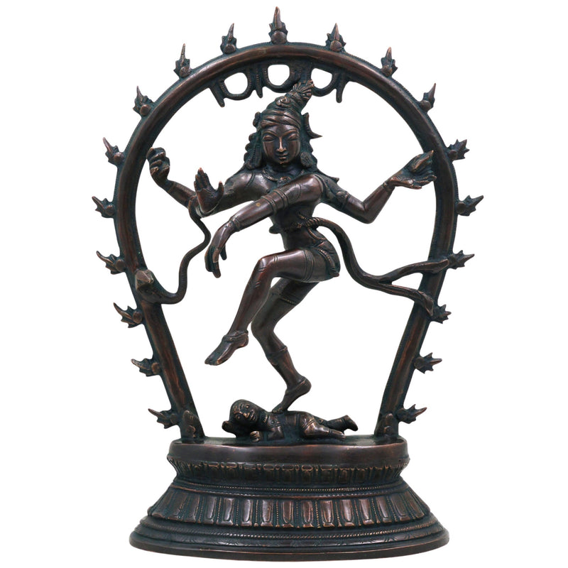 Brass Large Nataraja Idol | Lord Shiva Dancing Statue | Handmade Tandava Murti for Home Temple Decor, Black, 12.5 Inch, 1 Piece