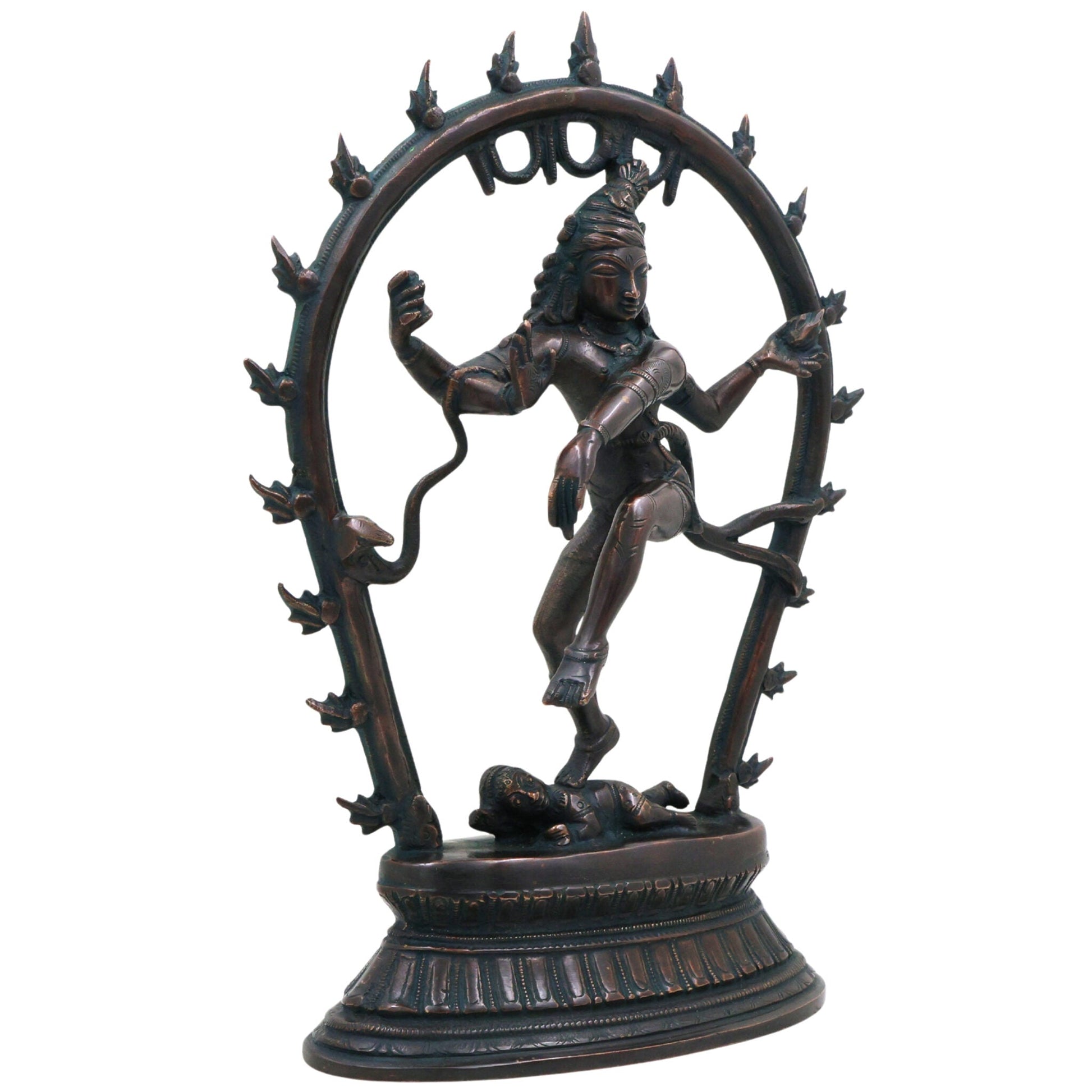 Brass Large Nataraja Idol | Lord Shiva Dancing Statue | Handmade Tandava Murti for Home Temple Decor, Black, 12.5 Inch, 1 Piece