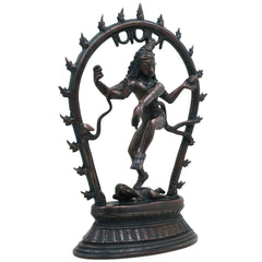 Brass Large Nataraja Idol | Lord Shiva Dancing Statue | Handmade Tandava Murti for Home Temple Decor, Black, 12.5 Inch, 1 Piece