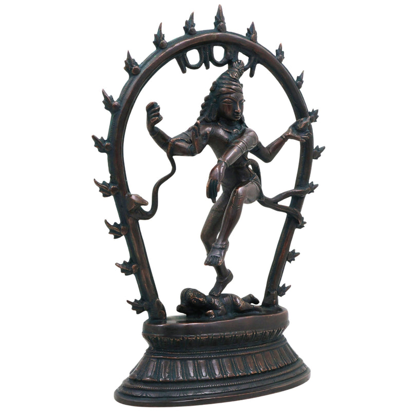 Brass Large Nataraja Idol | Lord Shiva Dancing Statue | Handmade Tandava Murti for Home Temple Decor, Black, 12.5 Inch, 1 Piece