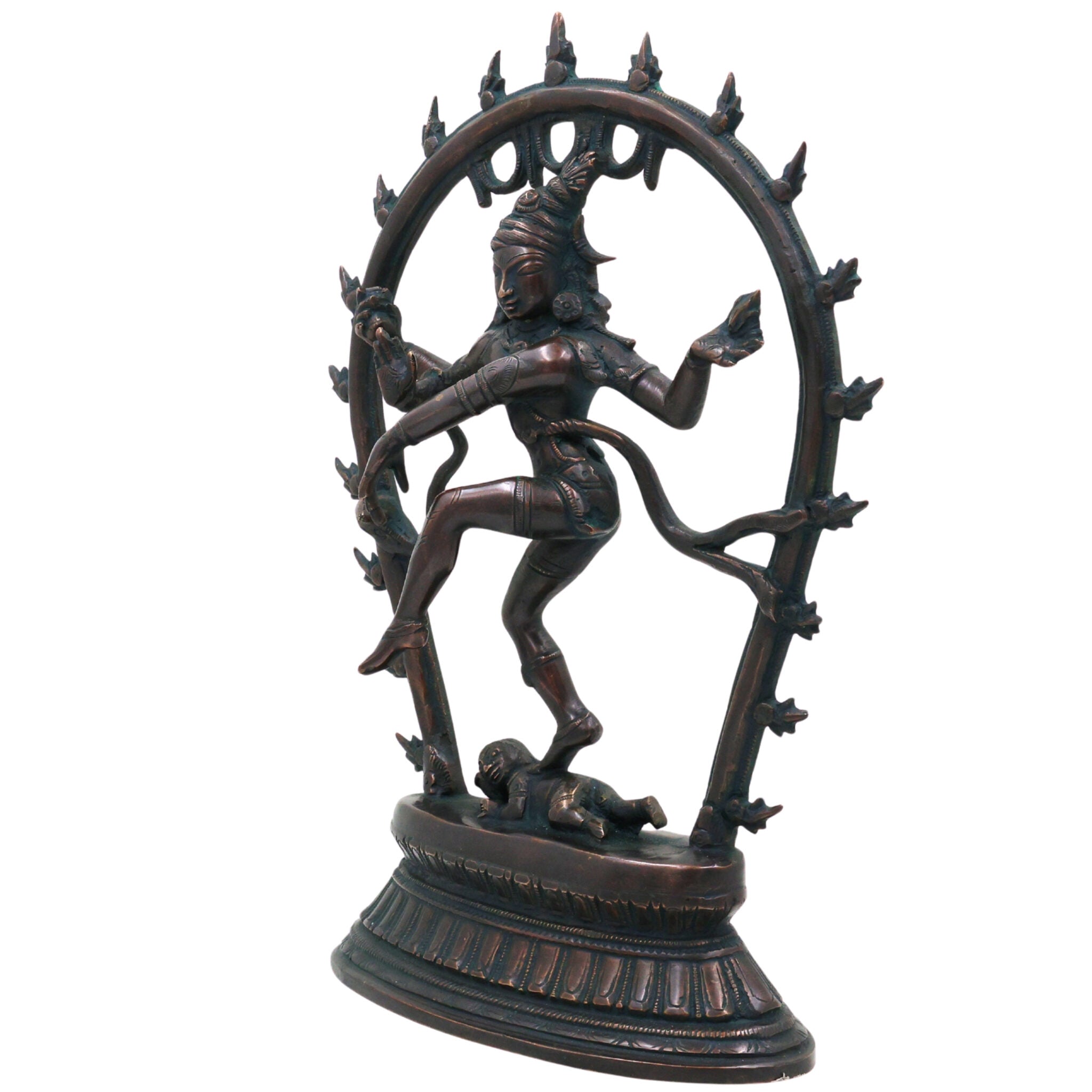 Brass Large Nataraja Idol | Lord Shiva Dancing Statue | Handmade Tandava Murti for Home Temple Decor, Black, 12.5 Inch, 1 Piece