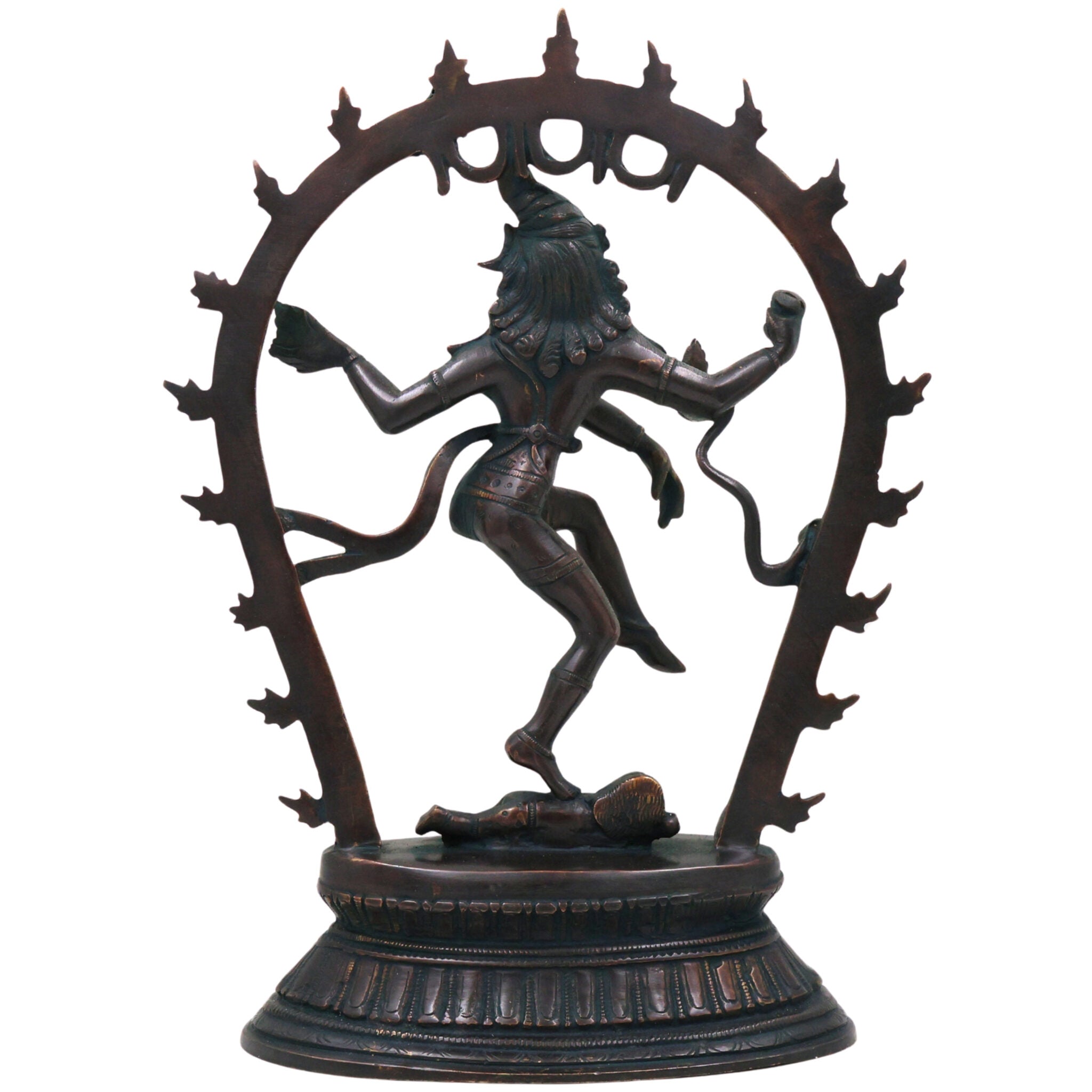 Brass Large Nataraja Idol | Lord Shiva Dancing Statue | Handmade Tandava Murti for Home Temple Decor, Black, 12.5 Inch, 1 Piece