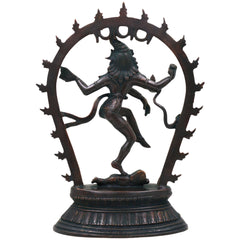 Brass Large Nataraja Idol | Lord Shiva Dancing Statue | Handmade Tandava Murti for Home Temple Decor, Black, 12.5 Inch, 1 Piece