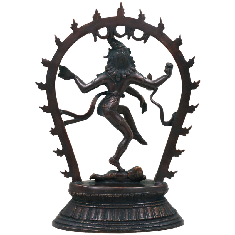 Brass Large Nataraja Idol | Lord Shiva Dancing Statue | Handmade Tandava Murti for Home Temple Decor, Black, 12.5 Inch, 1 Piece