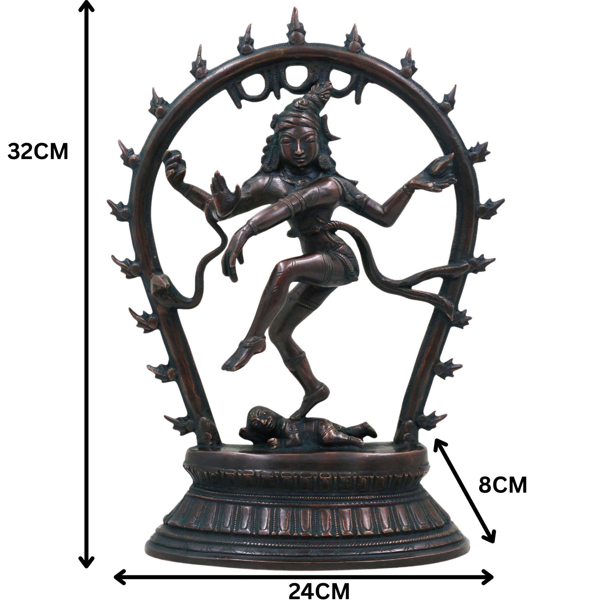 Brass Large Nataraja Idol | Lord Shiva Dancing Statue | Handmade Tandava Murti for Home Temple Decor, Black, 12.5 Inch, 1 Piece