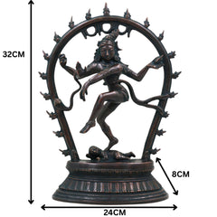 Brass Large Nataraja Idol | Lord Shiva Dancing Statue | Handmade Tandava Murti for Home Temple Decor, Black, 12.5 Inch, 1 Piece