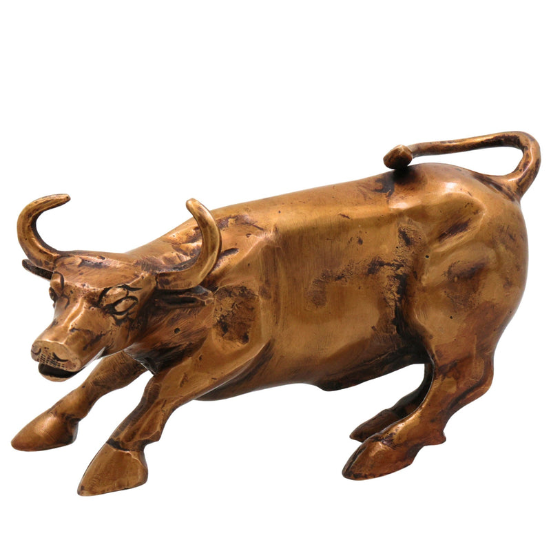 Brass Handcrafted Bull, Shiva’s Vehicle Nandhi Murti for Pooja, Temple & Home Decor, Gold, 4.5 Inch, 1 Piece