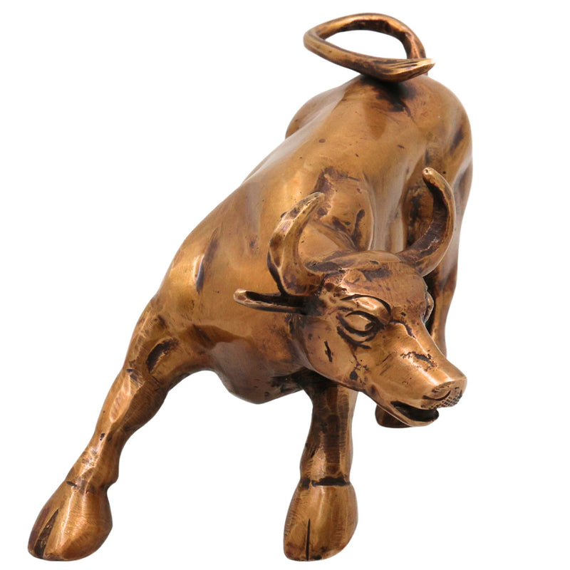 Brass Handcrafted Bull, Shiva’s Vehicle Nandhi Murti for Pooja, Temple & Home Decor, Gold, 4.5 Inch, 1 Piece