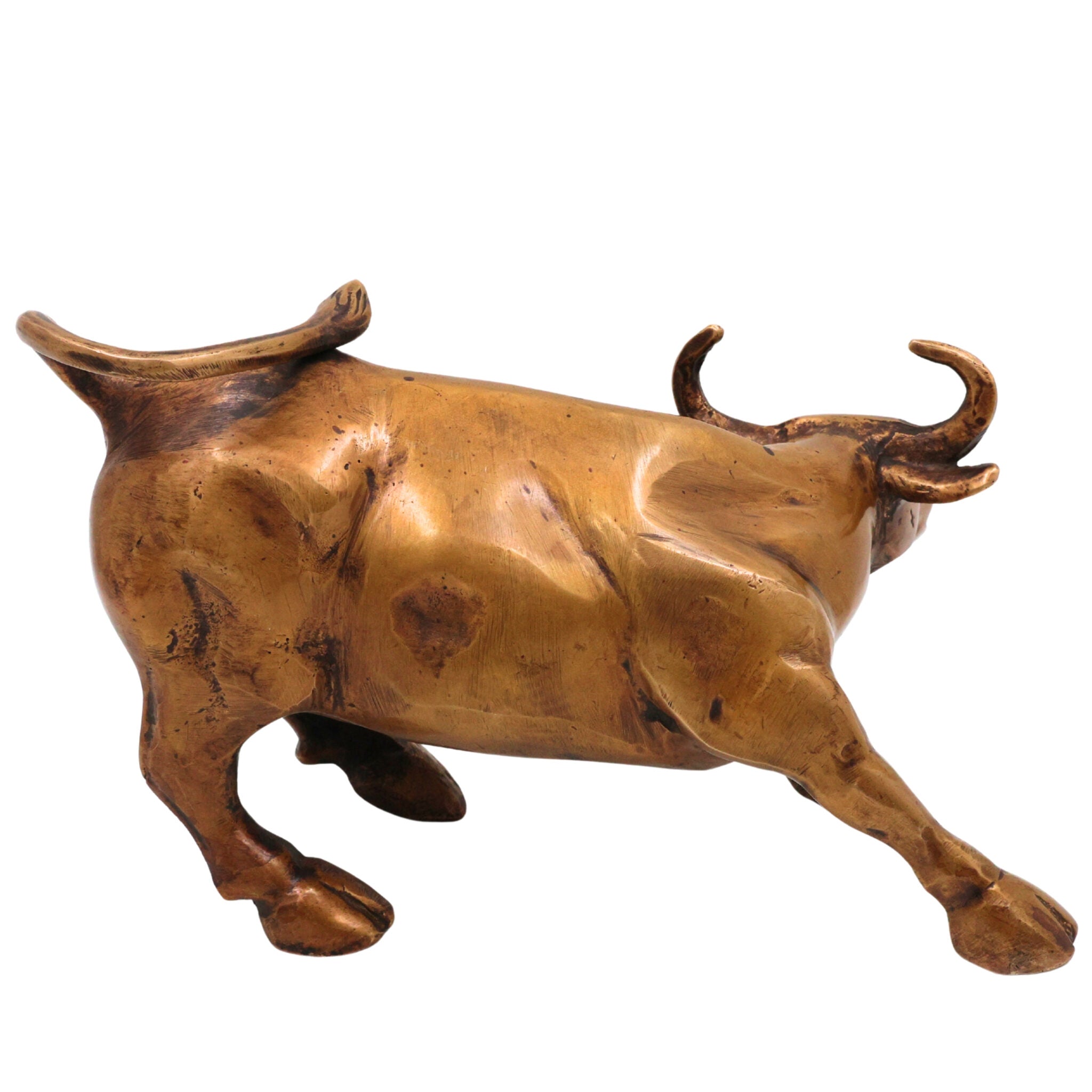 Brass Handcrafted Bull, Shiva’s Vehicle Nandhi Murti for Pooja, Temple & Home Decor, Gold, 4.5 Inch, 1 Piece