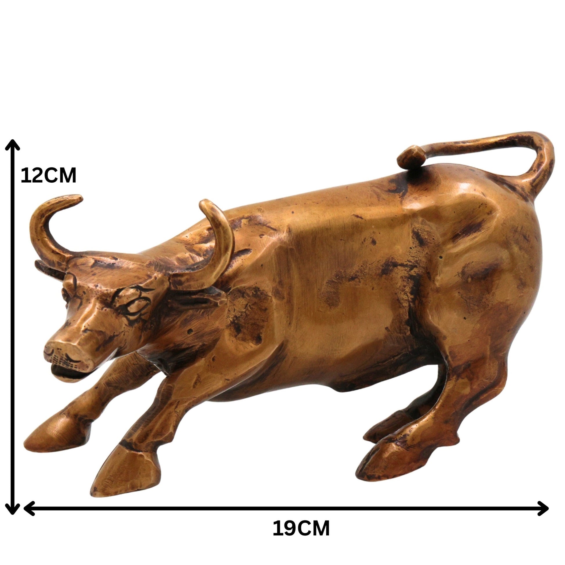 Brass Handcrafted Bull, Shiva’s Vehicle Nandhi Murti for Pooja, Temple & Home Decor, Gold, 4.5 Inch, 1 Piece