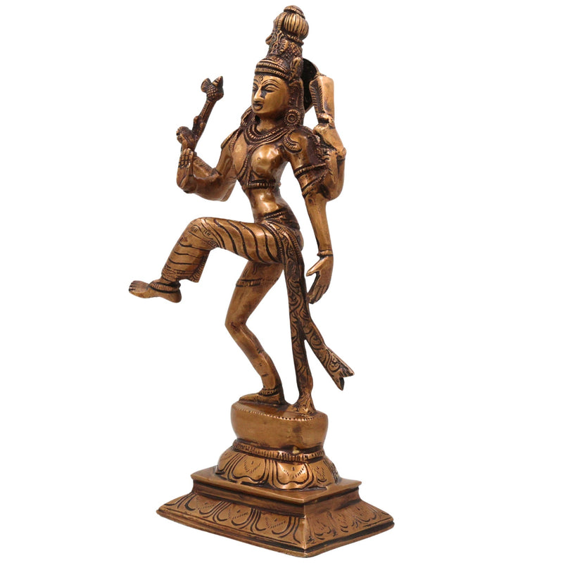 Brass Dancing Ardhanarishwara Idol | Handcrafted Shiva Parvati Murti | Ardhanari Statue for Temple & Home Decor, Gold, 12 Inch, 1 Piece