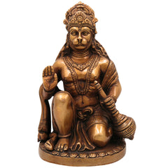 Brass Hanuman Idol, Handcrafted Panchamukhi Hanuman Murti, Bajrangbali Statue for Pooja, Temple & Home Decor, Gold, 10 Inch, 1 Piece