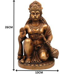 Brass Hanuman Idol, Handcrafted Panchamukhi Hanuman Murti, Bajrangbali Statue for Pooja, Temple & Home Decor, Gold, 10 Inch, 1 Piece