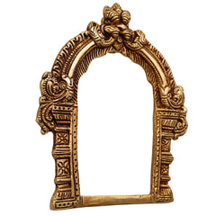 Brass Prabhavali Frame Arch Wall Hanging Prabhawal Temple Home Decor Prabhawali For Small Diety Prabhaval, Gold, 6 Inch, 1 Piece