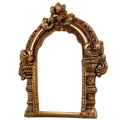 Brass Prabhavali Frame Arch Wall Hanging Prabhawal Temple Home Decor Prabhawali For Small Diety Prabhaval, Gold, 6 Inch, 1 Piece