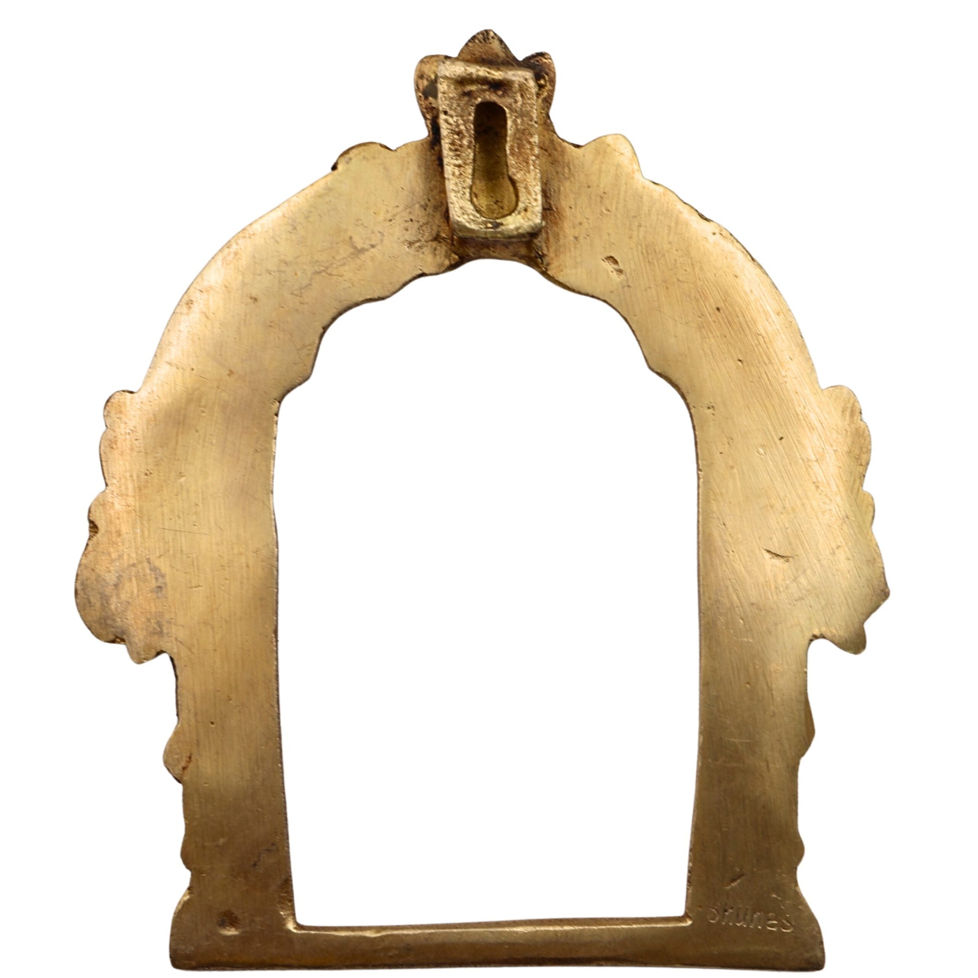 Brass Prabhavali Frame Arch Wall Hanging Prabhawal Temple Home Decor Prabhawali For Small Diety Prabhaval, Gold, 6 Inch, 1 Piece