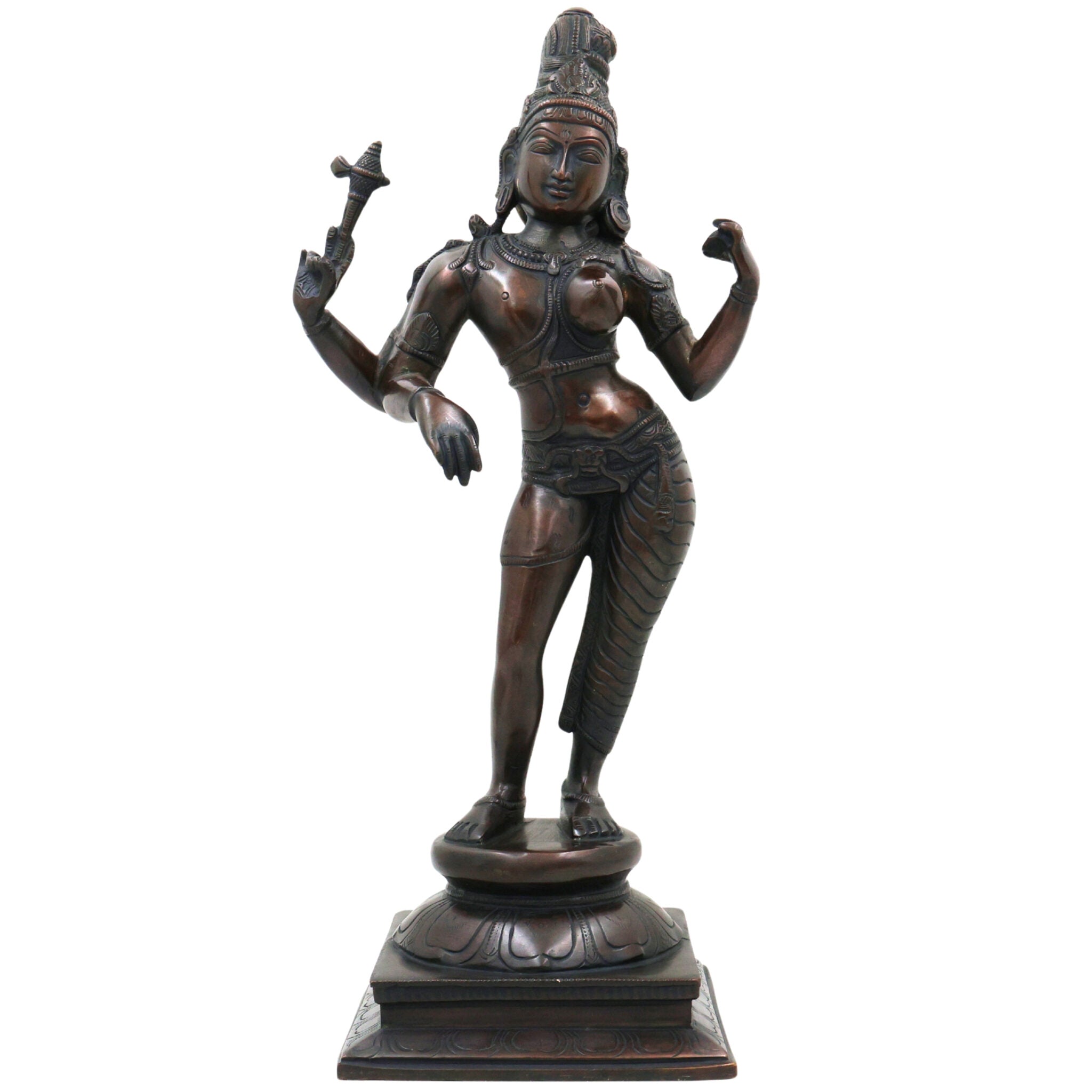 Brass Ardhanarishwara Idol, Handcrafted Lord Shiva & Goddess Parvati Statue for Pooja, Home Decor & Spiritual Gifts, Black, 15.5 Inch, 1 Piece