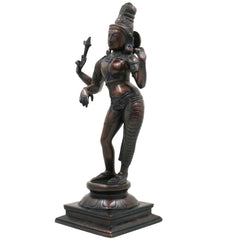 Brass Ardhanarishwara Idol, Handcrafted Lord Shiva & Goddess Parvati Statue for Pooja, Home Decor & Spiritual Gifts, Black, 15.5 Inch, 1 Piece