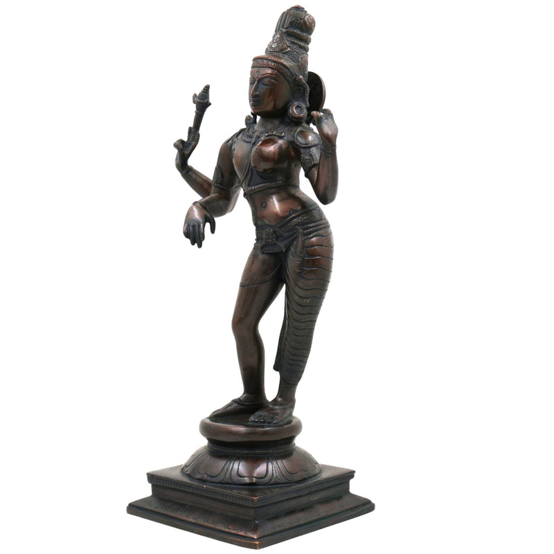 Brass Ardhanarishwara Idol, Handcrafted Lord Shiva & Goddess Parvati Statue for Pooja, Home Decor & Spiritual Gifts, Black, 15.5 Inch, 1 Piece
