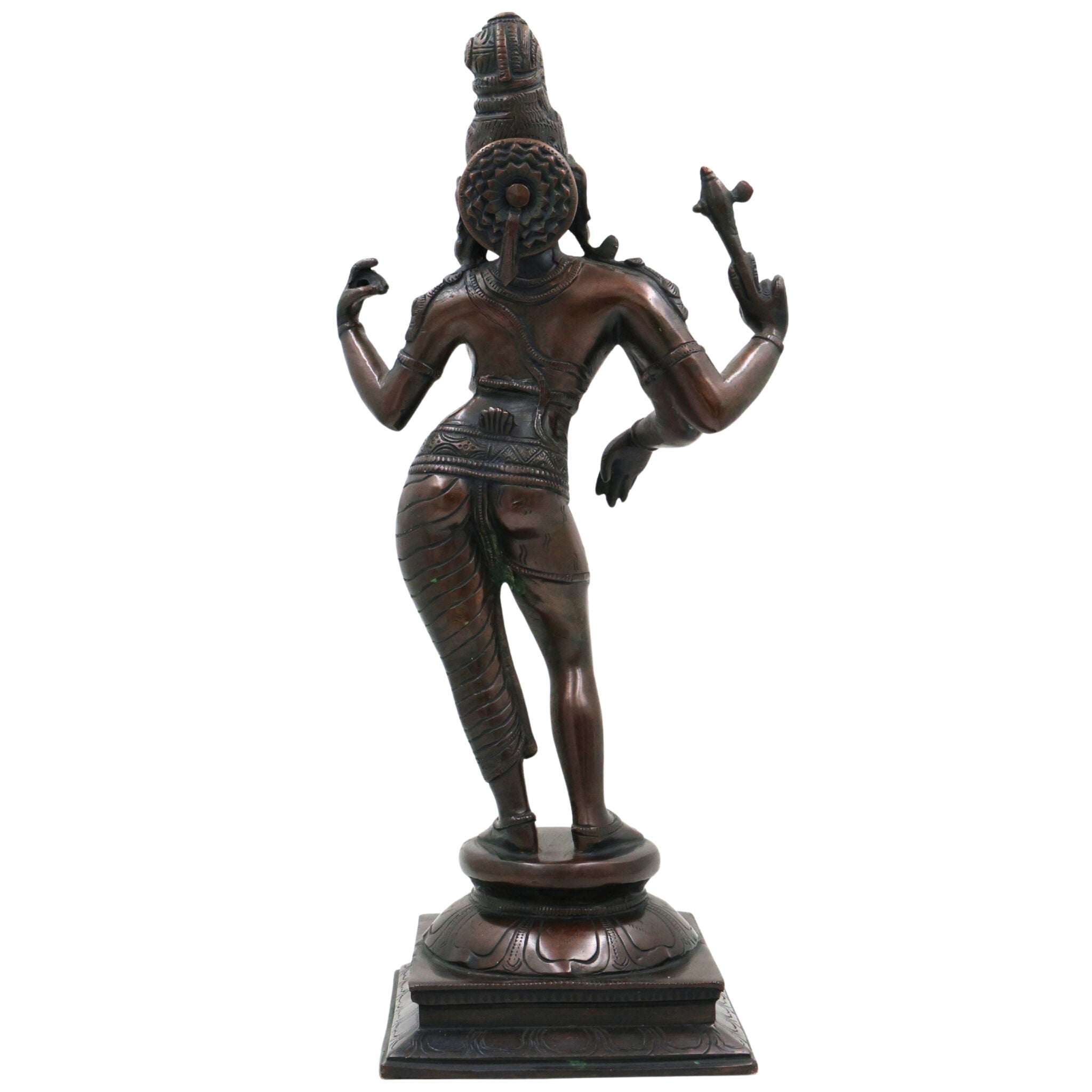 Brass Ardhanarishwara Idol, Handcrafted Lord Shiva & Goddess Parvati Statue for Pooja, Home Decor & Spiritual Gifts, Black, 15.5 Inch, 1 Piece