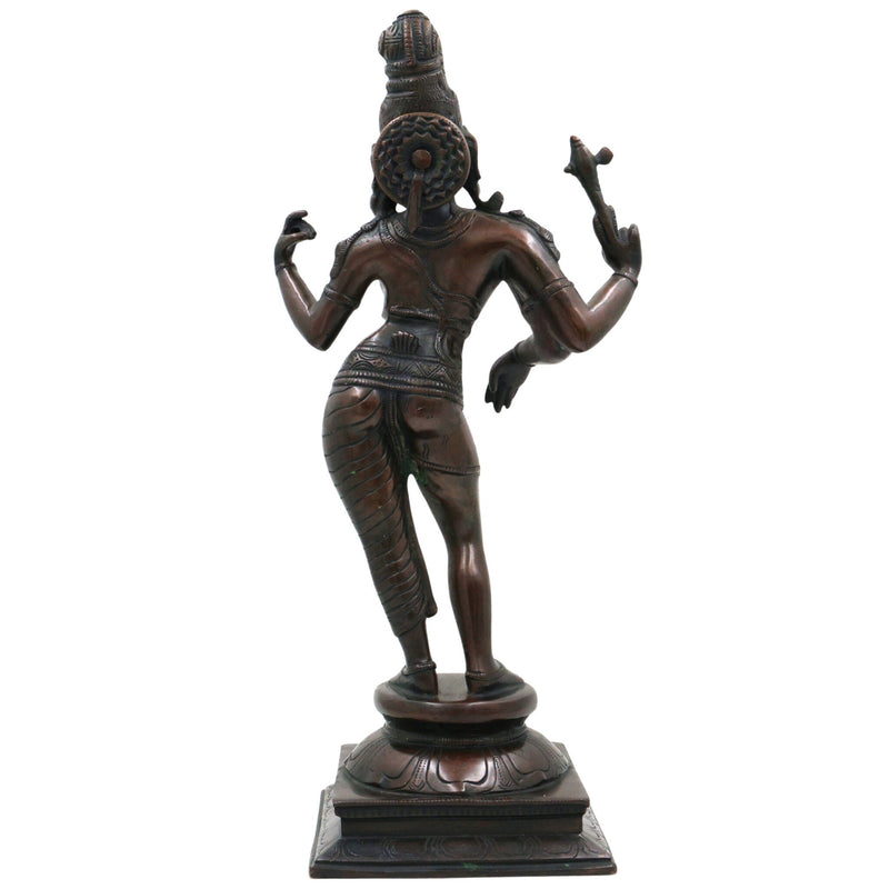 Brass Ardhanarishwara Idol, Handcrafted Lord Shiva & Goddess Parvati Statue for Pooja, Home Decor & Spiritual Gifts, Black, 15.5 Inch, 1 Piece