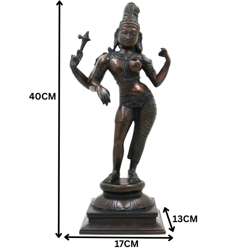 Brass Ardhanarishwara Idol, Handcrafted Lord Shiva & Goddess Parvati Statue for Pooja, Home Decor & Spiritual Gifts, Black, 15.5 Inch, 1 Piece